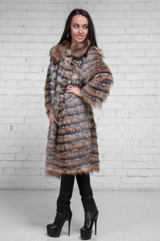 Пальто из чернобурки с енотом фото №1