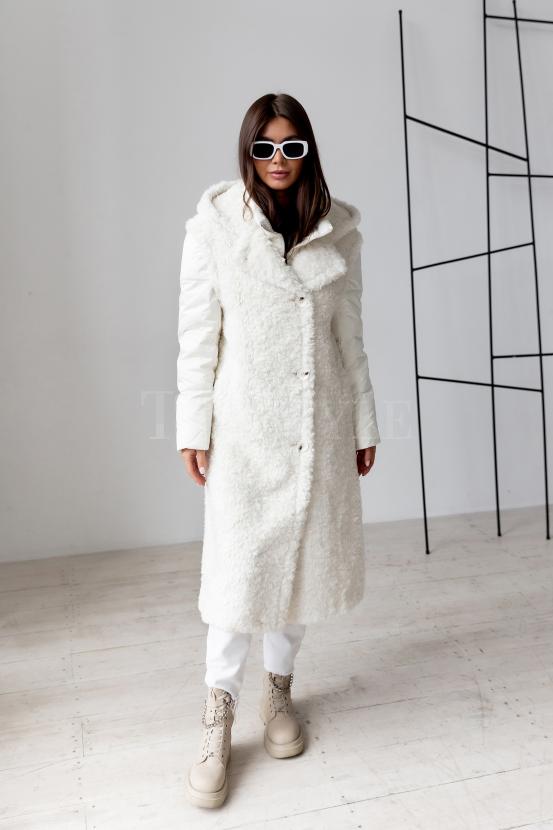 Белоснежное  пальто с дутыми рукавами White Snow фото №2