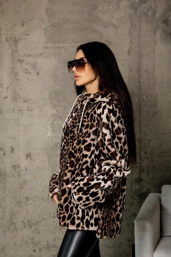 Куртка шубка из Эко Меха леопардового цвета фото №3