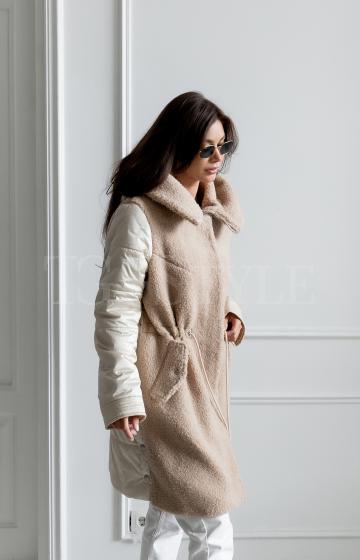 Шуба пальто из шерсти с утеплёнными рукавами