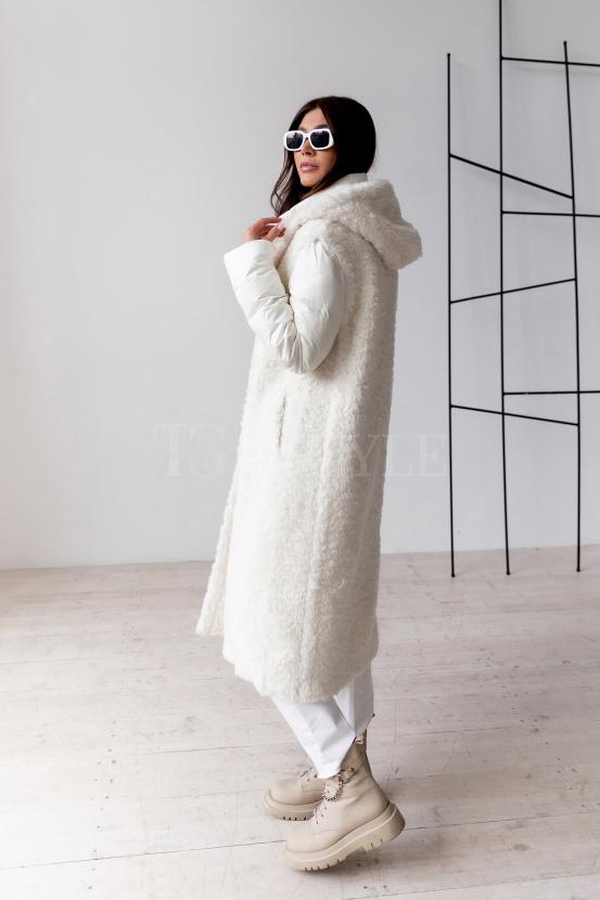 Белоснежное  пальто с дутыми рукавами White Snow фото №4