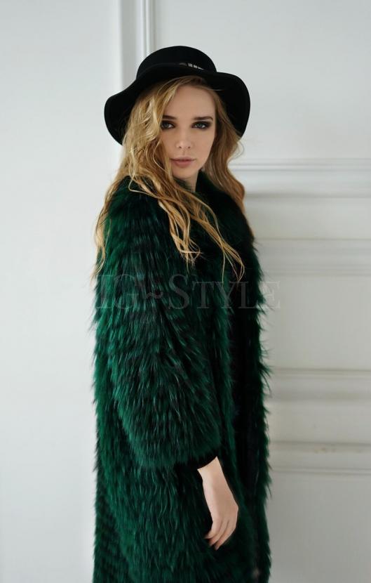 Меховое пальто из чернобурки зеленого цвета фото №2
