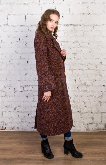 Пальто длинное коричневого цвета