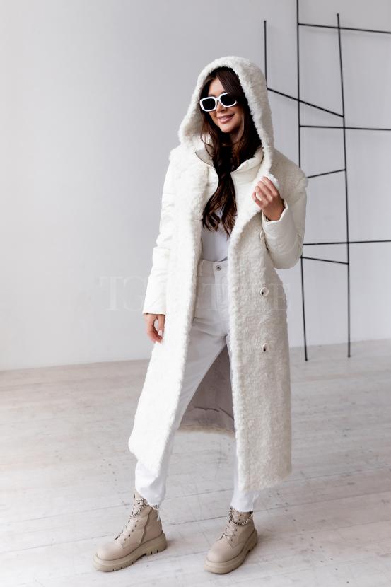 Белоснежное  пальто с дутыми рукавами White Snow фото №6
