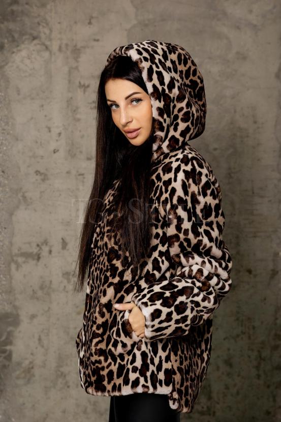 Куртка шубка из Эко Меха леопардового цвета фото №2