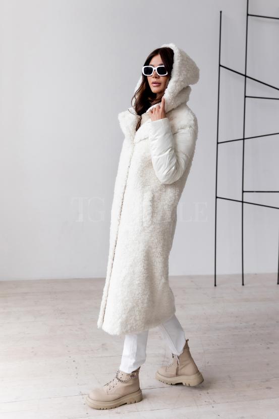 Белоснежное  пальто с дутыми рукавами White Snow фото №3