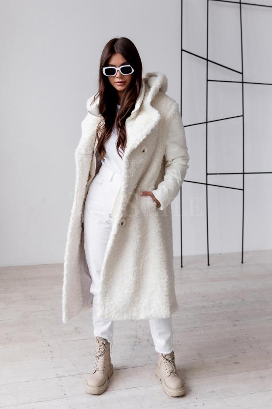 Белоснежное  пальто с дутыми рукавами White Snow фото №5