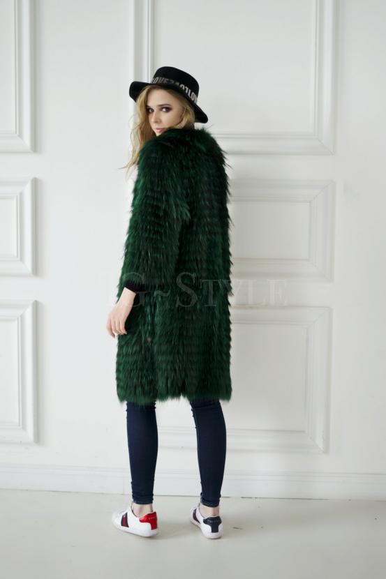 Меховое пальто из чернобурки зеленого цвета фото №6