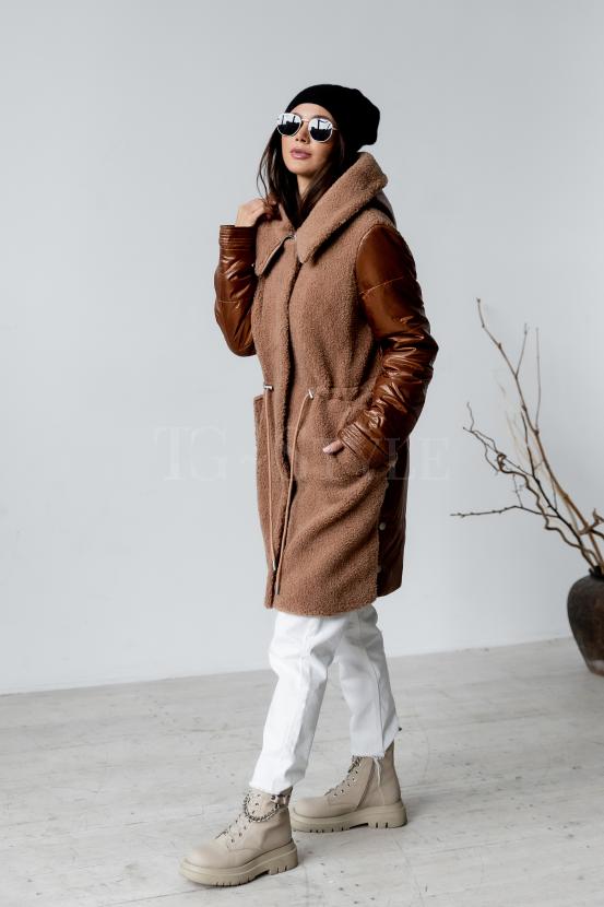 Шуба пальто из шерсти с дутыми рукавами фото №2